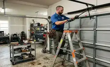 Houston garage door technician replacing broken torsion spring